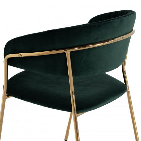 Giga Meubel - Stoel Velvet Groen - Goud Metaal - 57x52x75 - Turin luxe