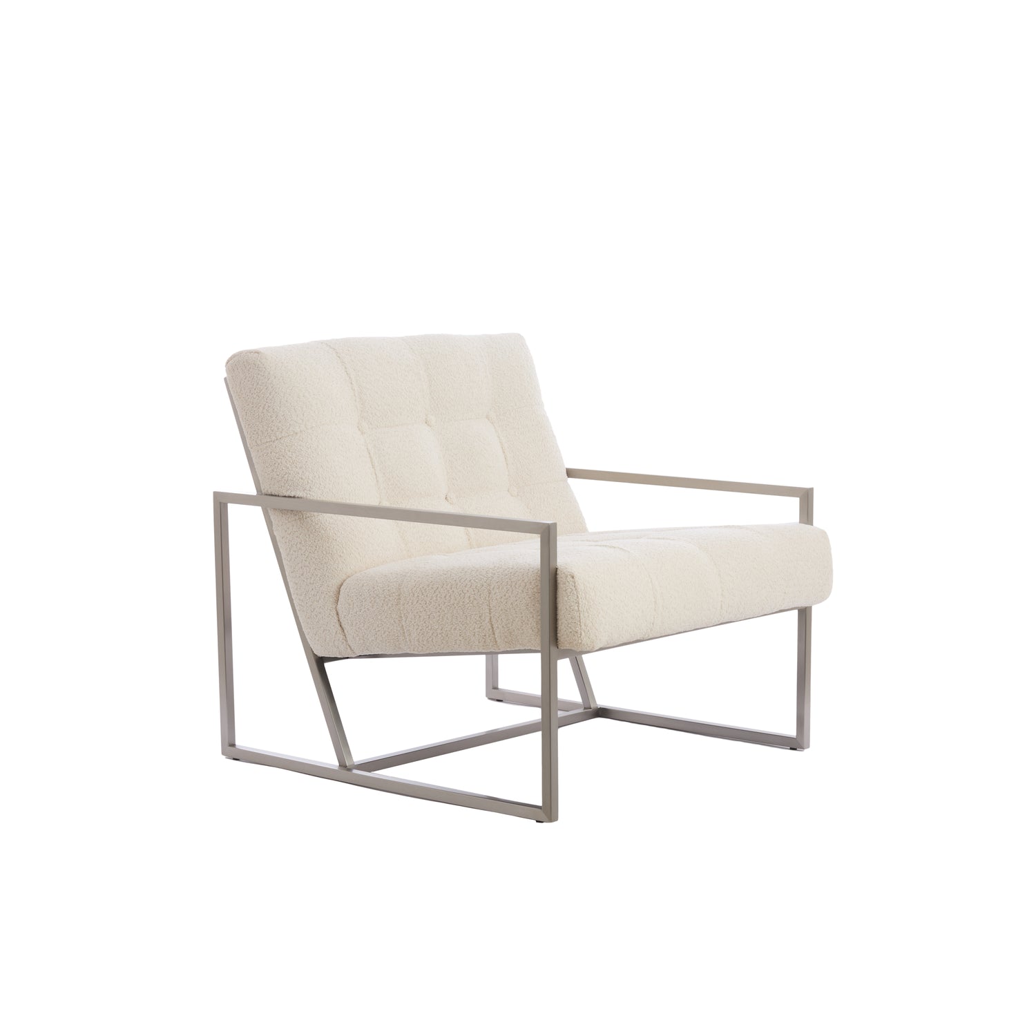 Light&living Stoel 81x71x70 cm GENEVE bouclé crème+nikkel