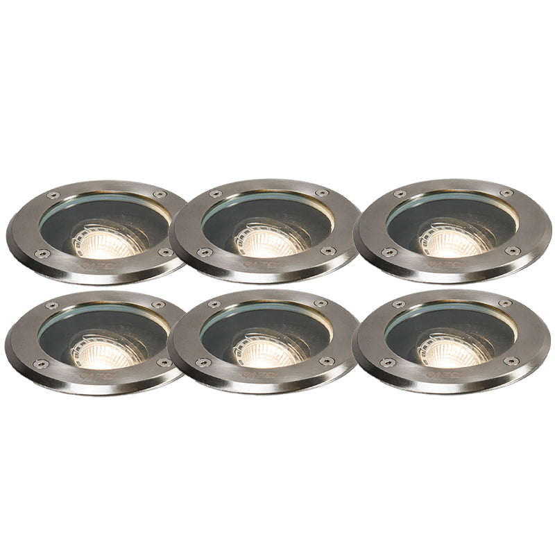 QAZQA Set van 6 buiten grondspots staal verstelbaar IP65 - Delux