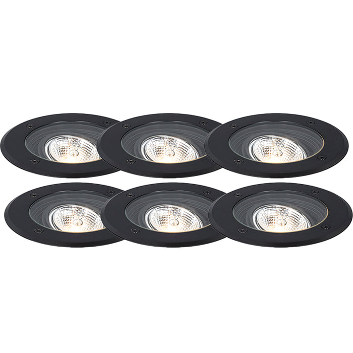 QAZQA Set van 6 moderne buiten grondspots zwart AR70 verstelbaar IP65