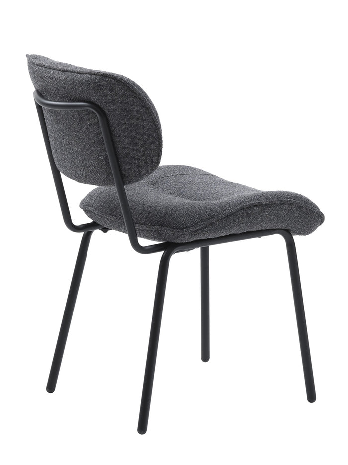 Giga Living - Eetkamerstoel Zonder Armleuning - Donkergrijs Stof - Buffalo - Set van 2