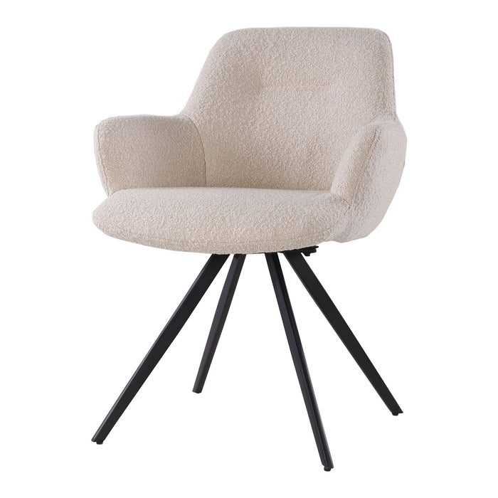 Livingfurn - Eetkamerstoel Doreen Bouclé Beige Draaibaar - Set van 2