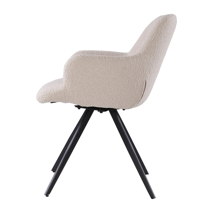 Livingfurn - Eetkamerstoel Doreen Bouclé Beige Draaibaar - Set van 2