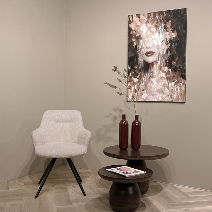 Livingfurn - Eetkamerstoel Doreen Bouclé Beige Draaibaar - Set van 2