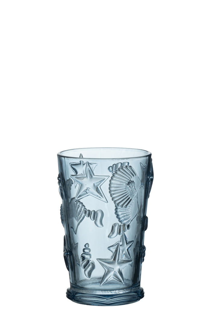 J-Line waterglas Zee - glas - lichtblauw - 12 stuks