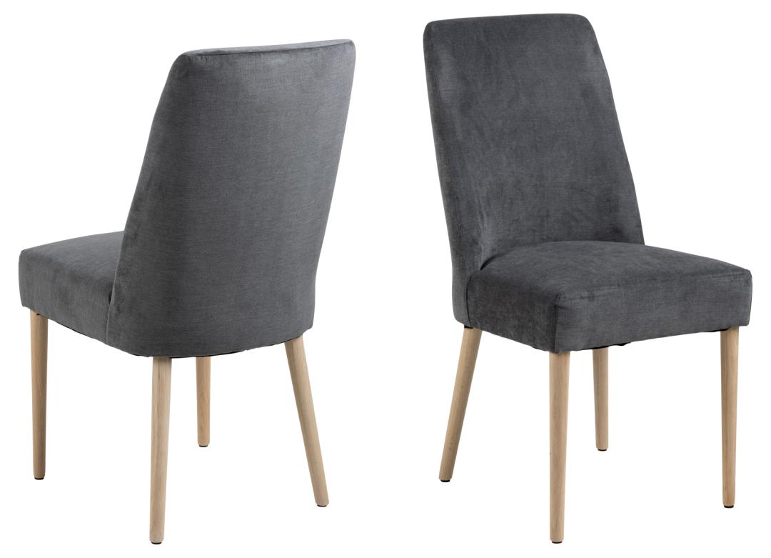 Giga Living - Eetkamerstoel - Antraciet - Stof - Zithoogte 49cm - Norvik - Set van 2
