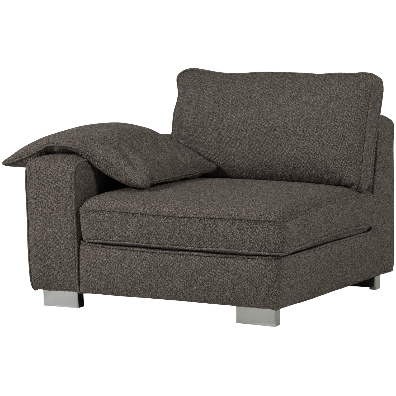 vtwonen Lazy 1-Zits Element met arm links - Bouclé - Antraciet