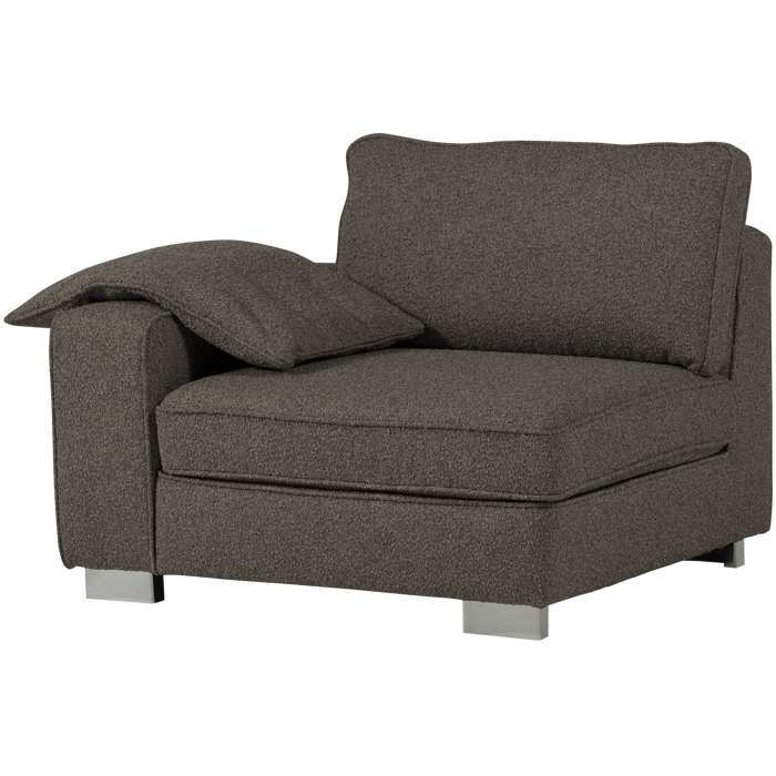 vtwonen Lazy 1-Zits Element met arm links - Bouclé - Antraciet