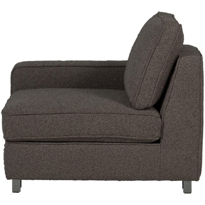 vtwonen Lazy 1-Zits Element met arm links - Bouclé - Antraciet