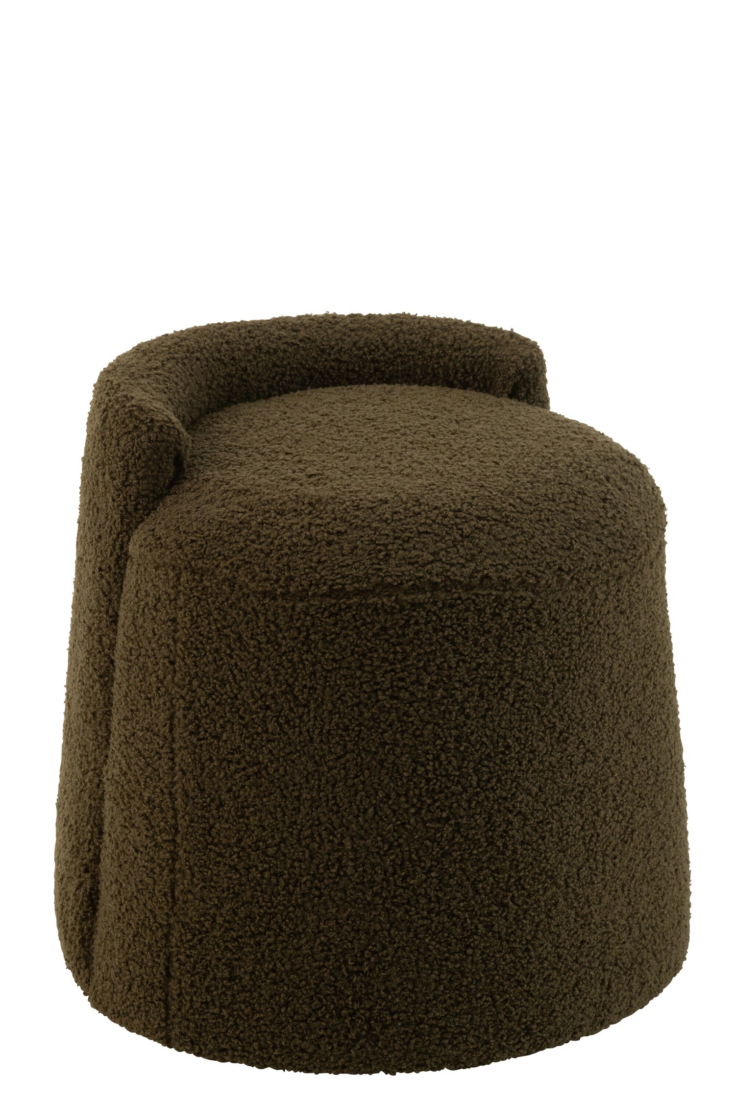 J-Line poef teddy rond+rugleuing bouclé - textiel - groen