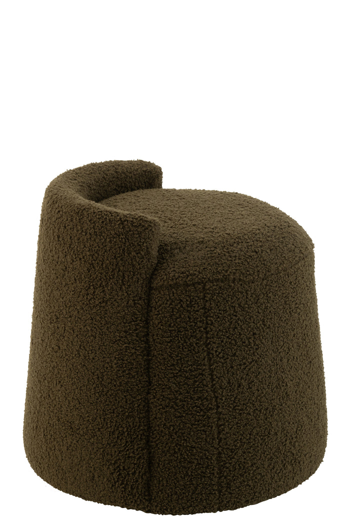 J-Line poef teddy rond+rugleuing bouclé - textiel - groen