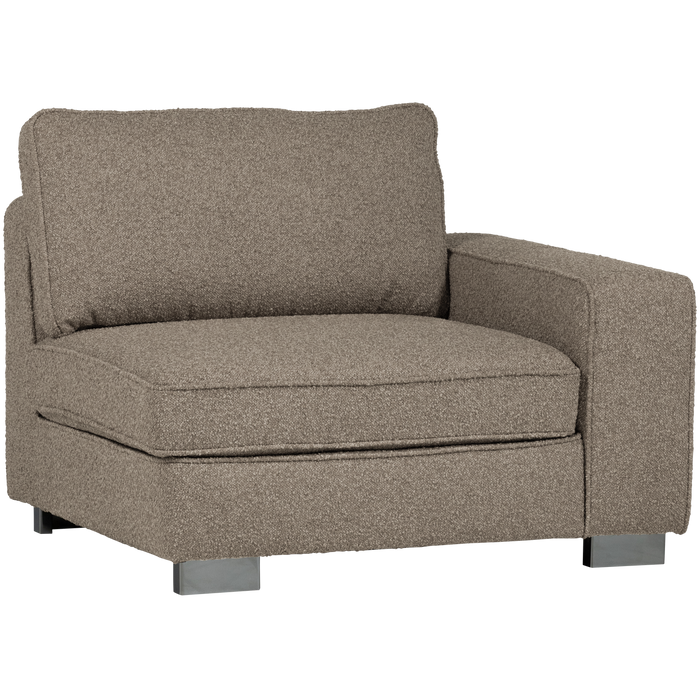 vtwonen Lazy 1-Zits Element met arm rechts - Bouclé - Zand