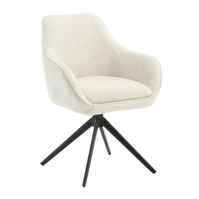 Livingfurn - Eetkamerstoel Stof Zand - Thomas - Set van 2