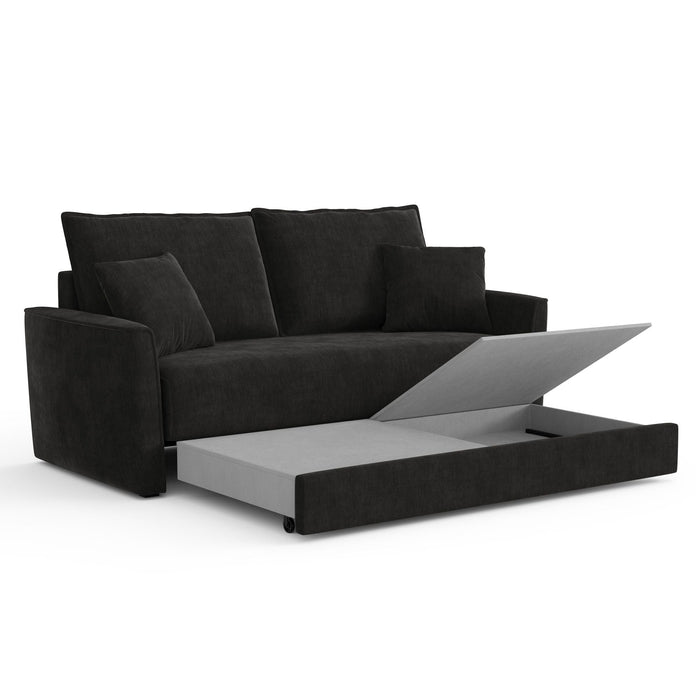 3-zits slaapbank in zacht aanvoelende zwarte inslagstof 180cm