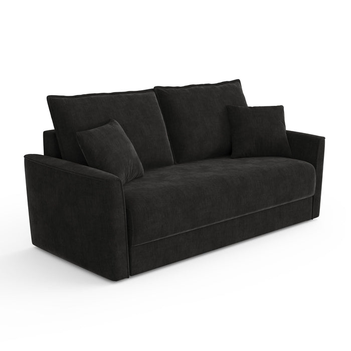 3-zits slaapbank in zacht aanvoelende zwarte inslagstof 180cm