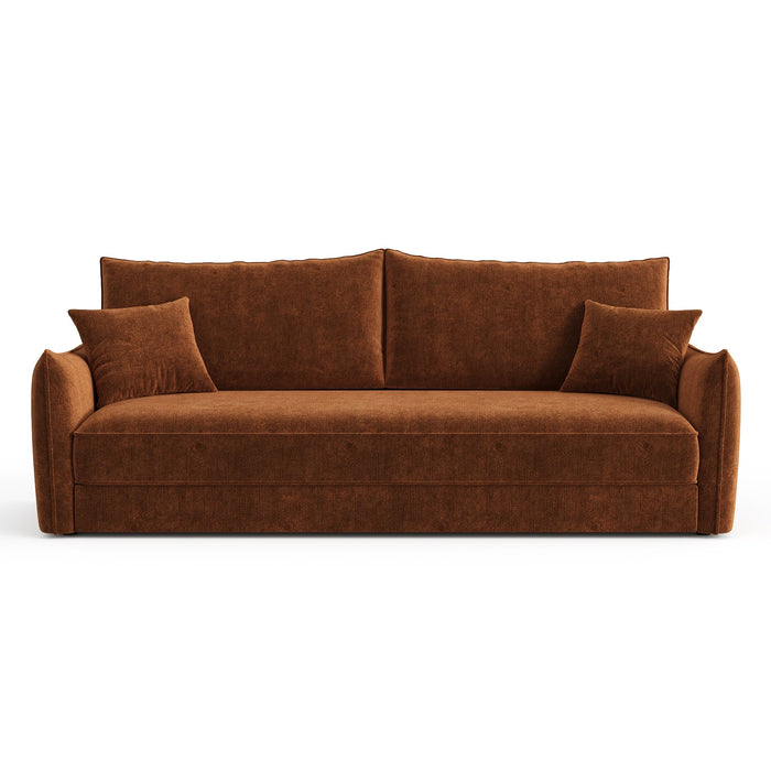 3-zits slaapbank in terracotta structuurfluweel 213cm