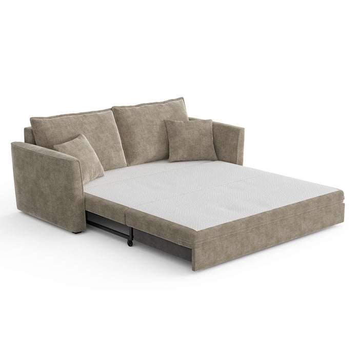 3-zits slaapbank in soft touch geweven stof in taupe 180cm