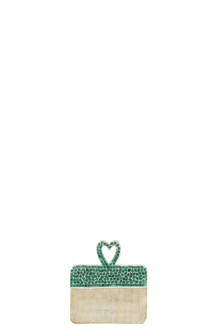 J-Line plateau Hart Mozaiek - mango hout - groen