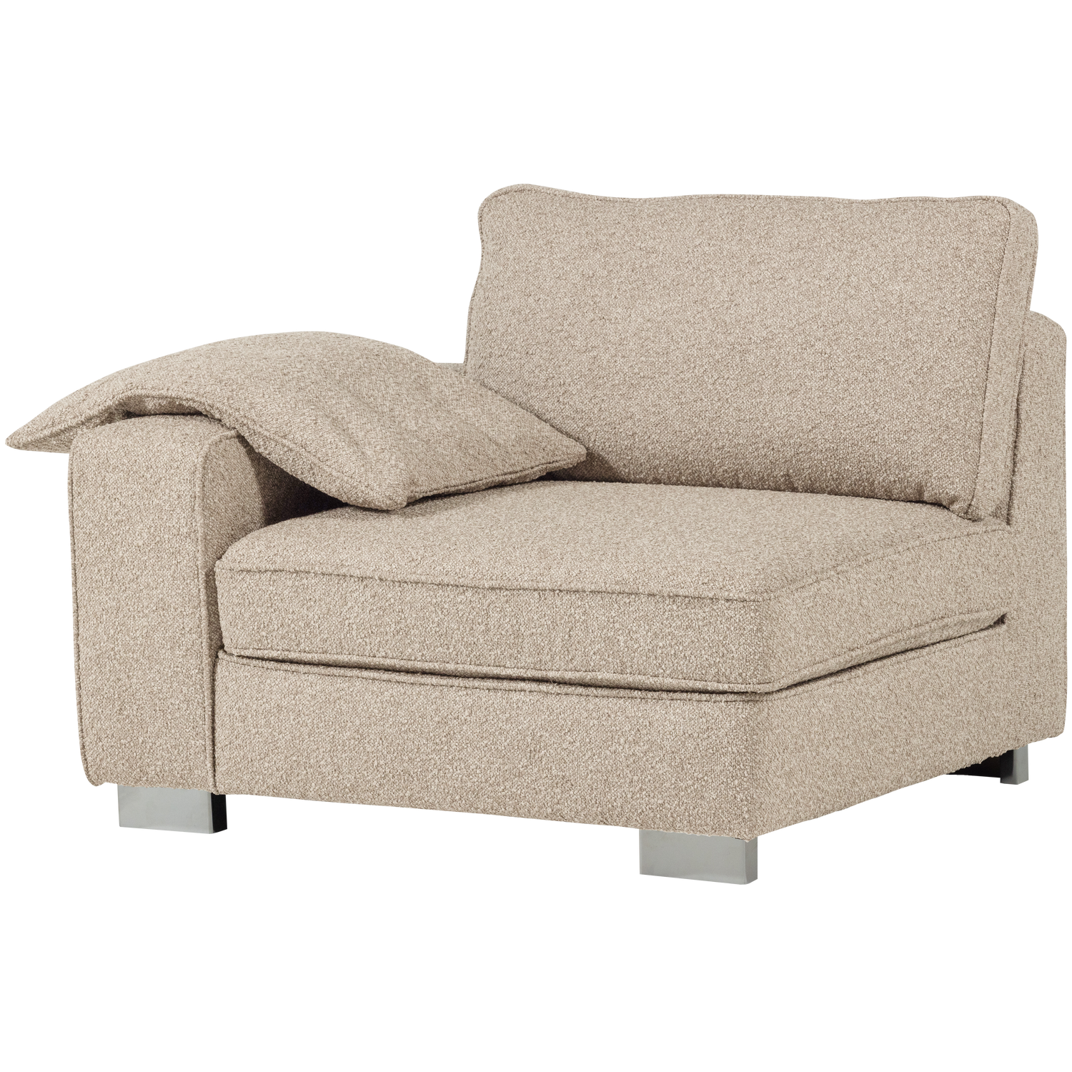 vtwonen Lazy 1-Zits Element met arm links - Bouclé - Naturel