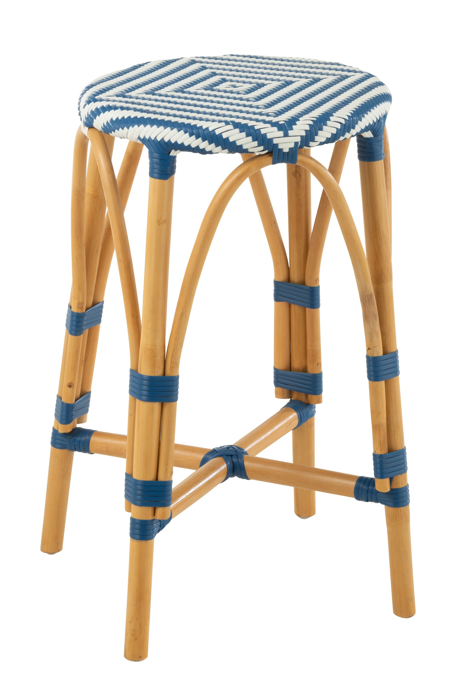 J-Line barkruk Live - rotan|kunststof - naturel|blauw