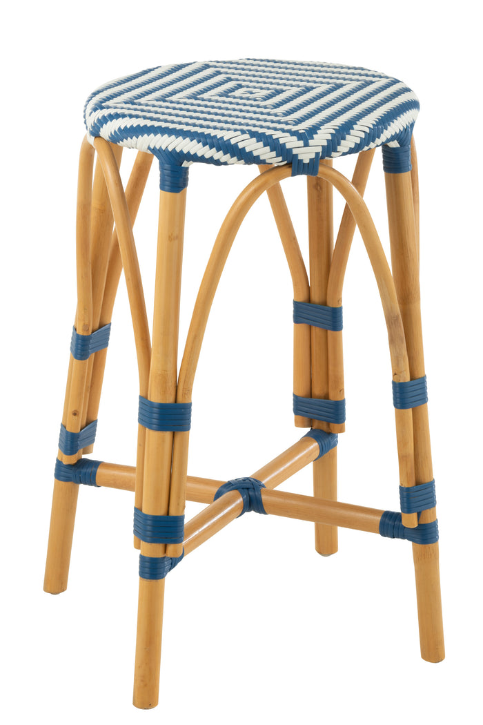 J-Line barkruk Live - rotan|kunststof - naturel|blauw