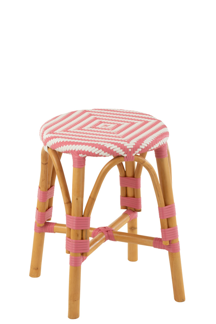 J-Line kruk Live - rotan|kunststof - naturel|roze