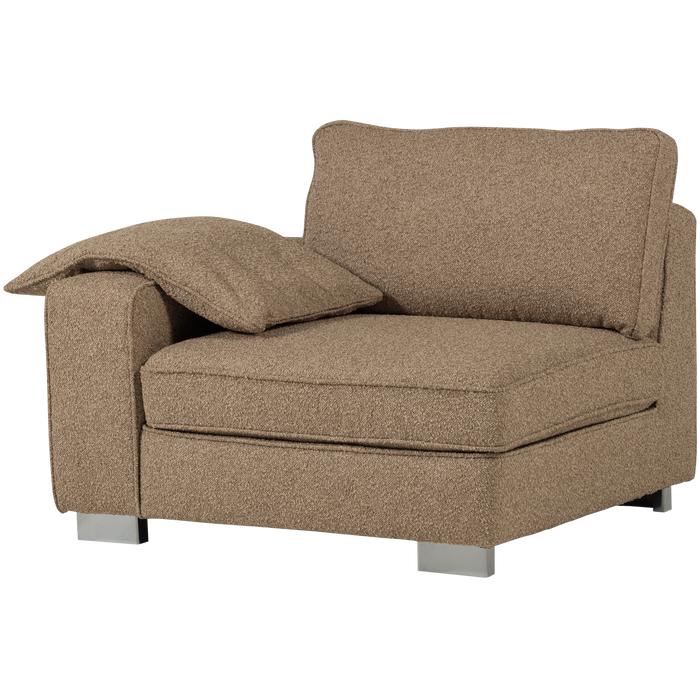 vtwonen Lazy 1-Zits Element met arm links - Bouclé - Bruin