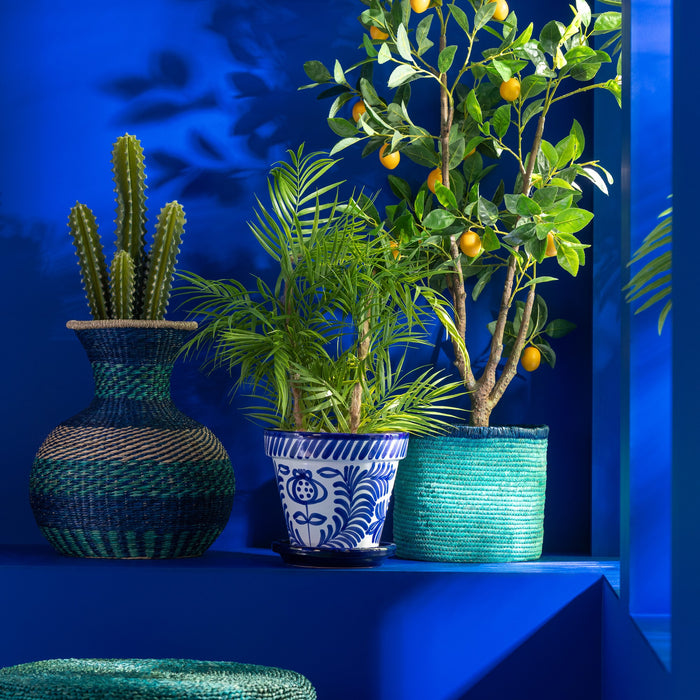 J-Line bloempot Granada Handmade + Painted - keramiek - blauw - extra large - Ø 50 cm