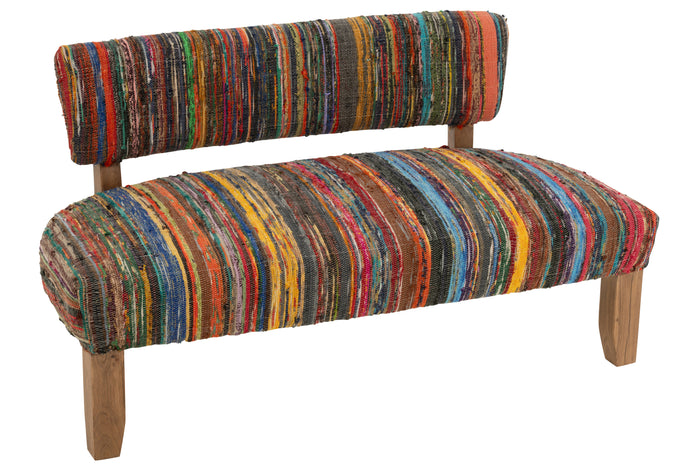 J-Line zetel 2P Chindi - hout|textiel - mix