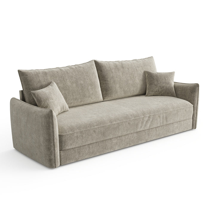 3-zits slaapbank in taupe structuurfluweel 213cm