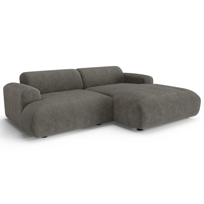 4-zits hoekbank rechts in grijs fluweel met patroon, 266 cm