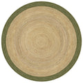 Mrcarpet Rond jute vloerkleed naturel|Groen met rand 160cm