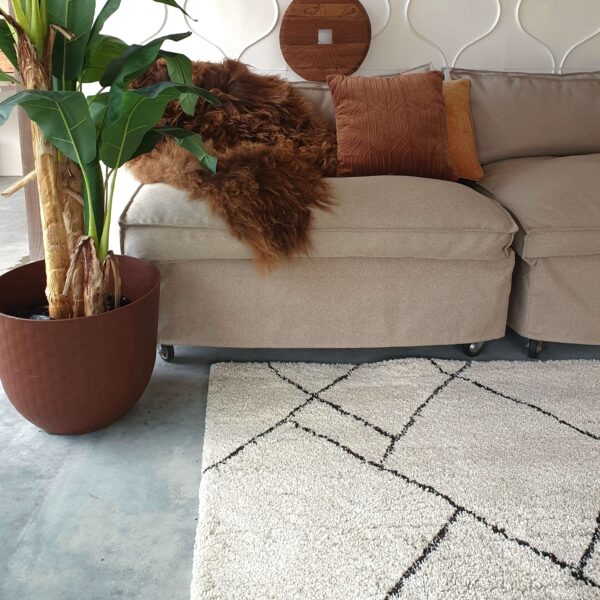 Mrcarpet Berber Vloerkleed Lines Beige|bruin|Creme 200x290cm