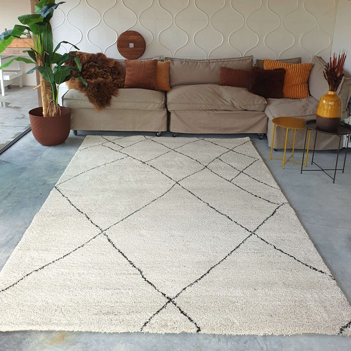 Mrcarpet Berber Vloerkleed Lines Beige|bruin|Creme 200x290cm