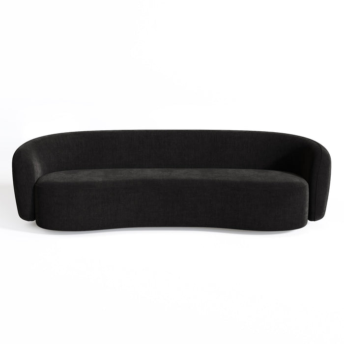 3-zitsbank in zacht aanvoelende geweven stof, zwart 210cm