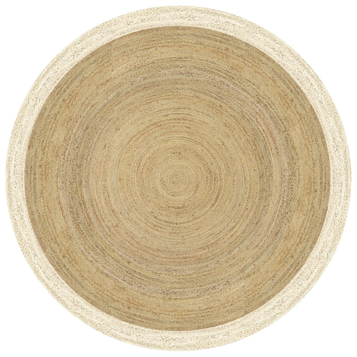Mrcarpet Rond jute vloerkleed naturel|wit met rand 160cm