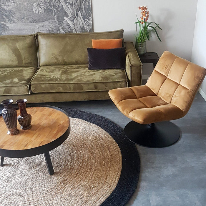 Mrcarpet Rond jute vloerkleed Naturel|antraciet 120cm