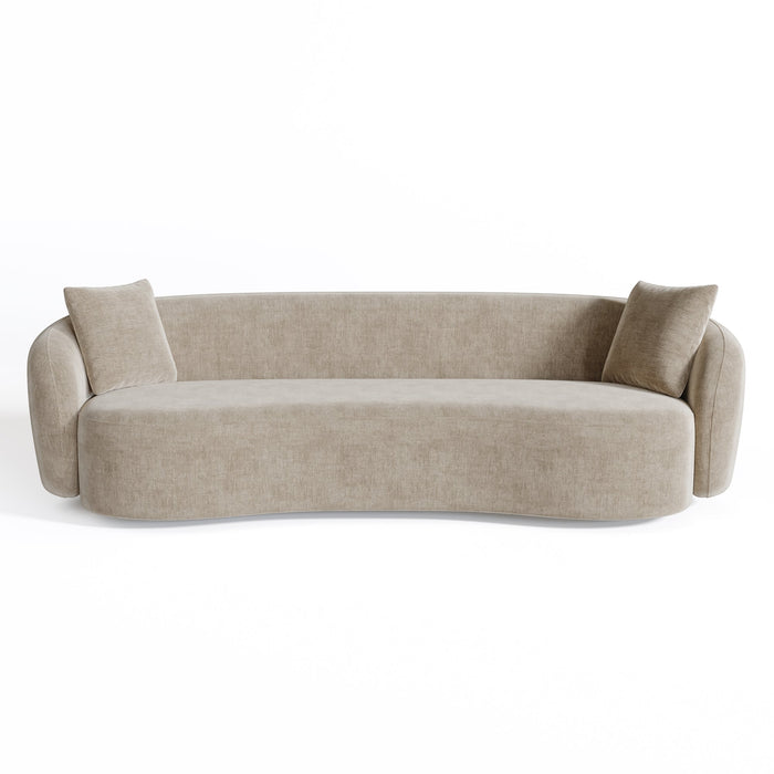 3-zitsbank in zacht aanvoelende geweven stof taupe 210cm