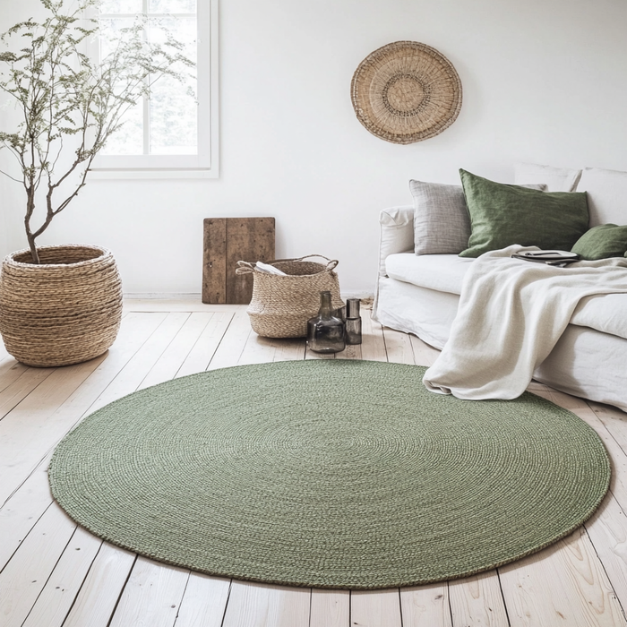 Mrcarpet Rond jute vloerkleed groen 120cm