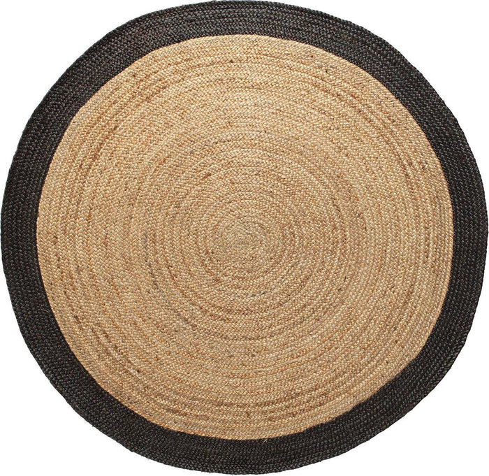 Mrcarpet Rond jute vloerkleed Naturel|antraciet 240cm