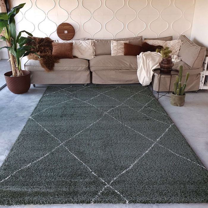 Mrcarpet Berber Vloerkleed Lines Groen|Creme 160 x 230cm