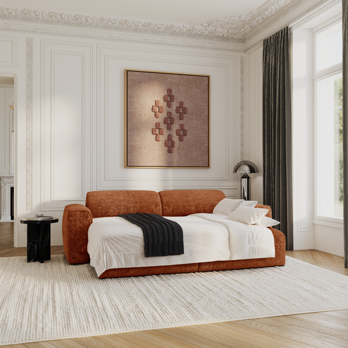 4-zits slaapbank in terracotta reliëffluweel