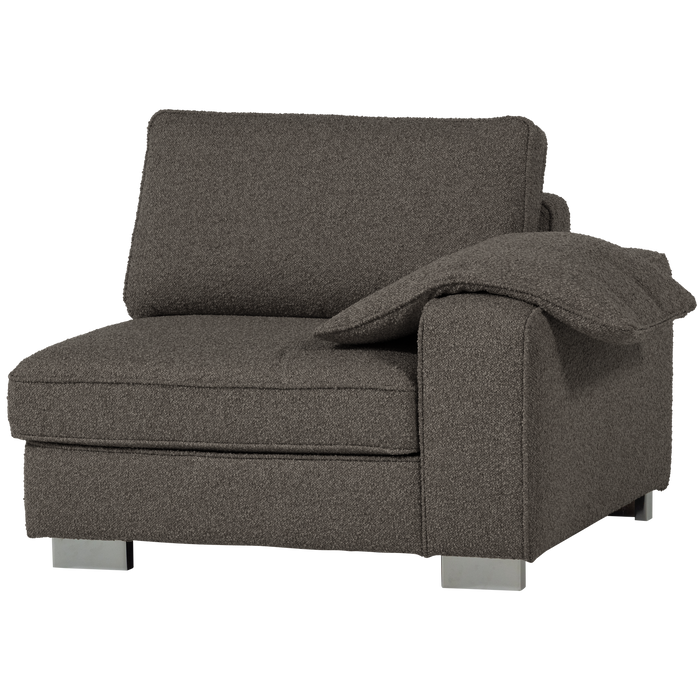 vtwonen Lazy 1-Zits Element met arm rechts - Bouclé - Antraciet