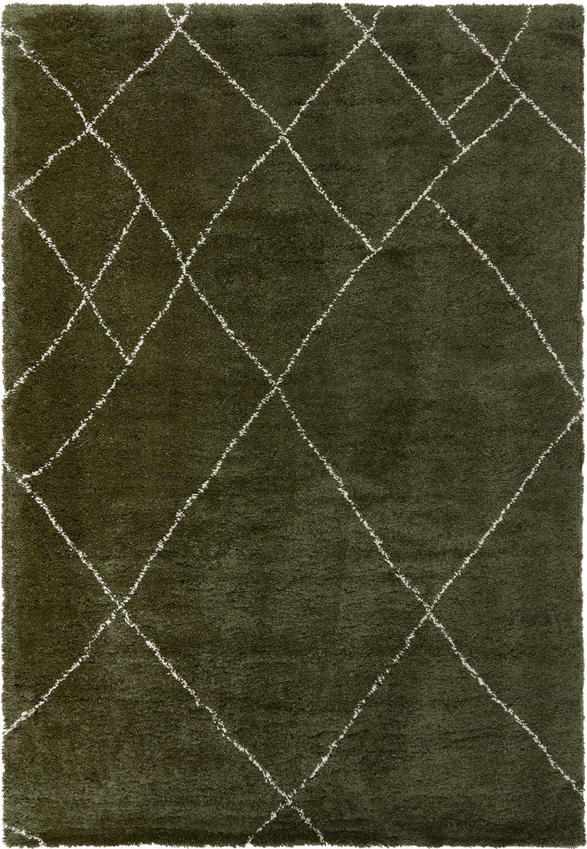 Mrcarpet Berber Vloerkleed Lines Groen|Creme 200 x 290cm