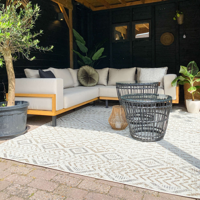 Mrcarpet Buitenkleed Asti Wit|Zand|Antraciet 240 x 300cm