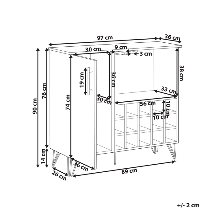 Beliani - ELISTON - Wijnkast - Lichtbruin - Vezelplaat