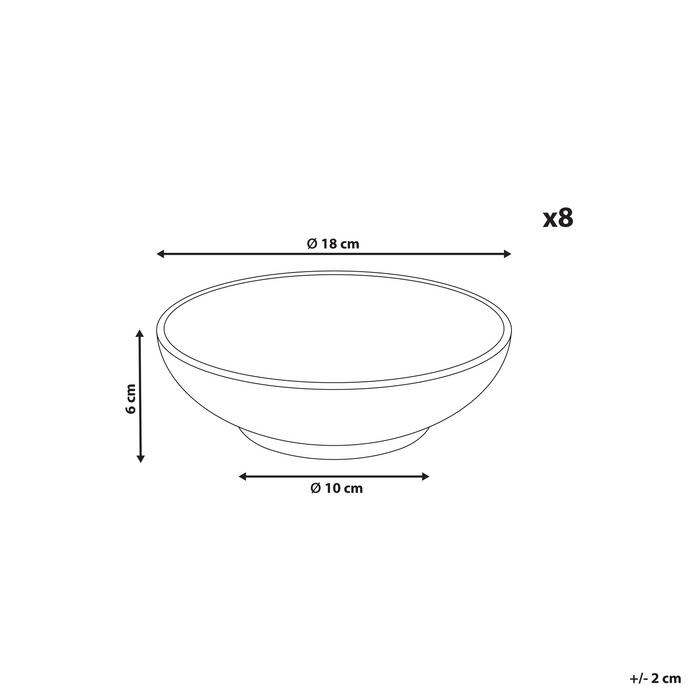 Beliani - SESAME - Diepe borden set van 8 - Lichtgrijs - Steengoed