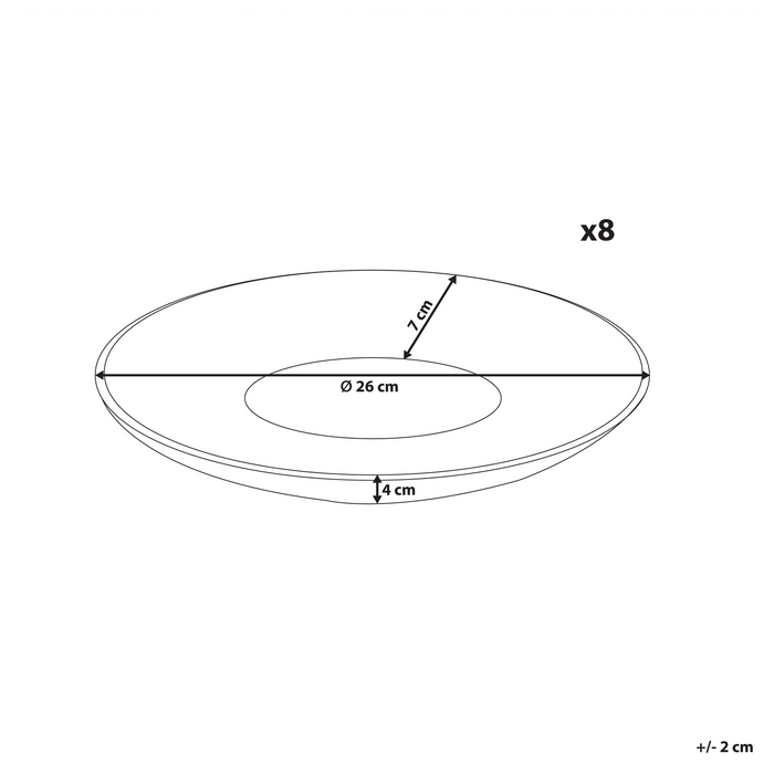 Beliani - NETTLE - Dinerborden set van 8 - Wit - Steengoed