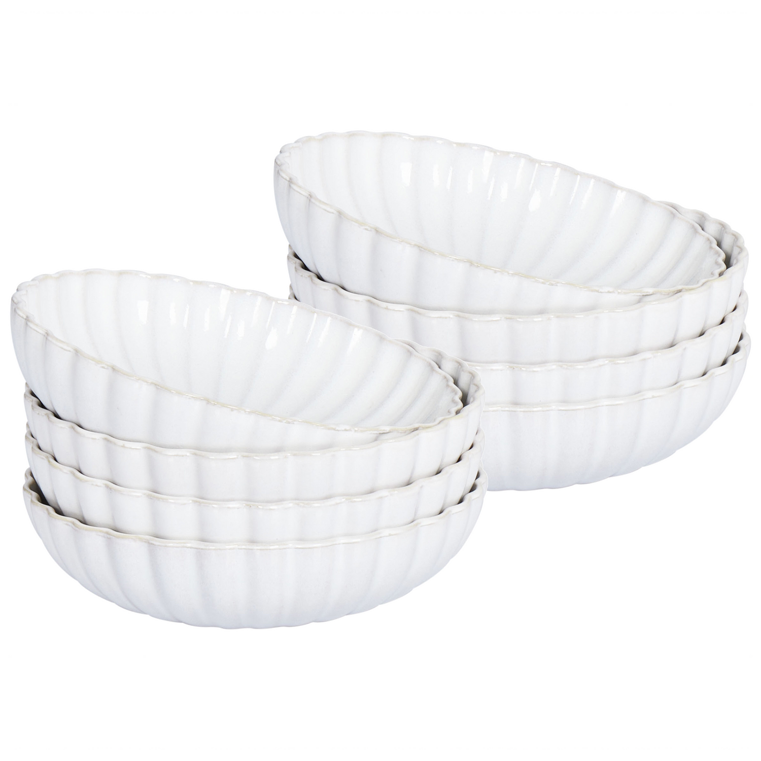 Beliani - NETTLE - Diepe borden set van 8 - Wit - Steengoed