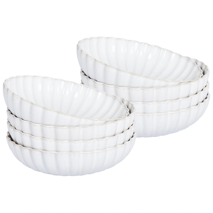 Beliani - NETTLE - Diepe borden set van 8 - Wit - Steengoed